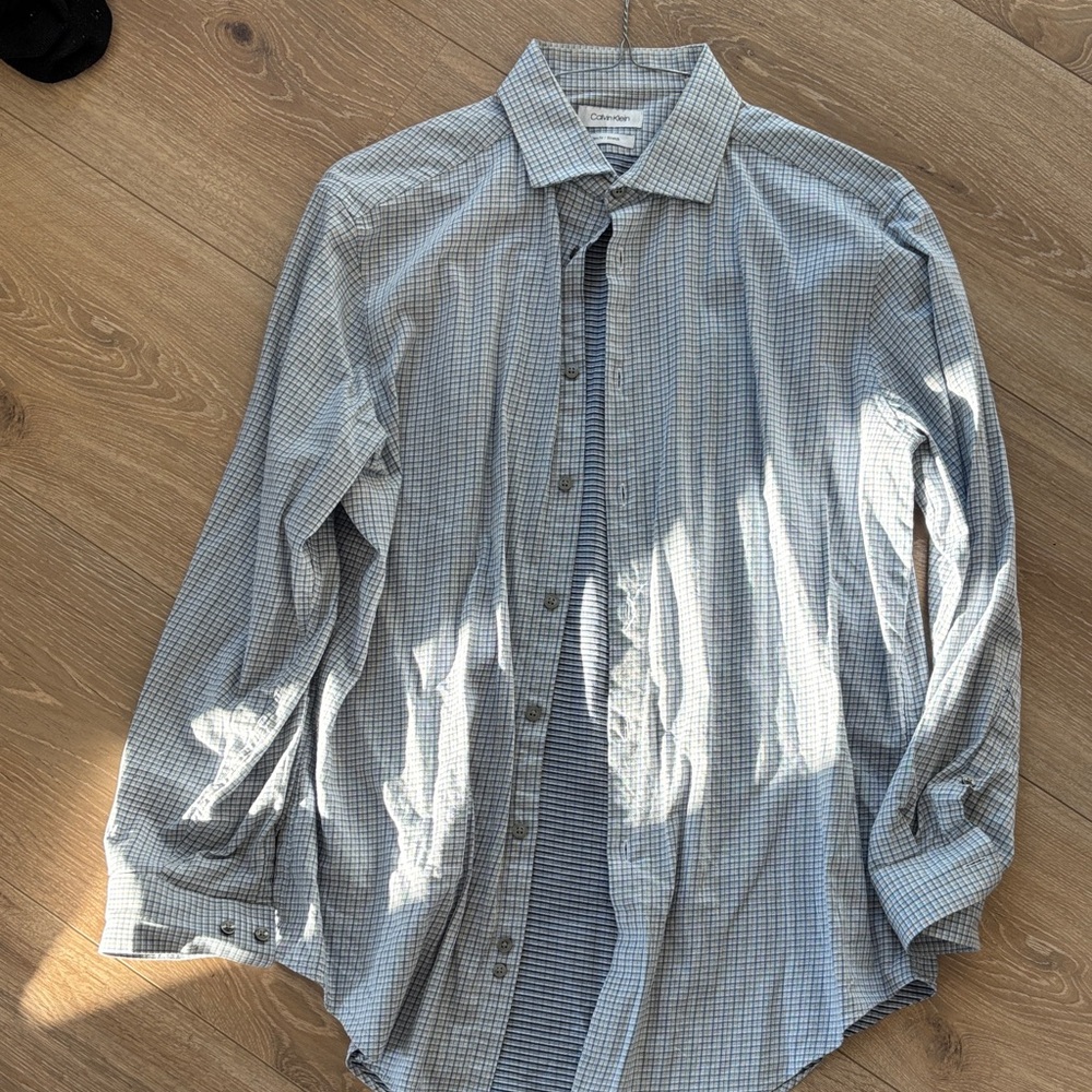 Calvin Klein Blue Casual Button Down Shirt Lightweight Fabric